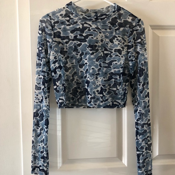 camo mesh crop top